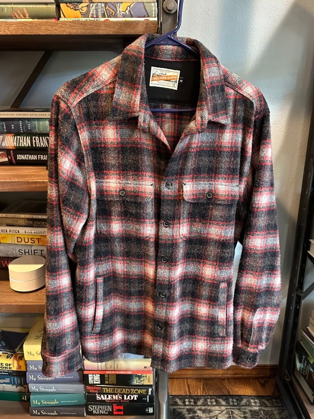 Freenote Cloth Alta Black Plaid Wool Overshirt, size M
